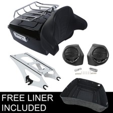 King Trunk Mount Rack Backrest Speakers Fit For Harley Street Road Glide 14-26