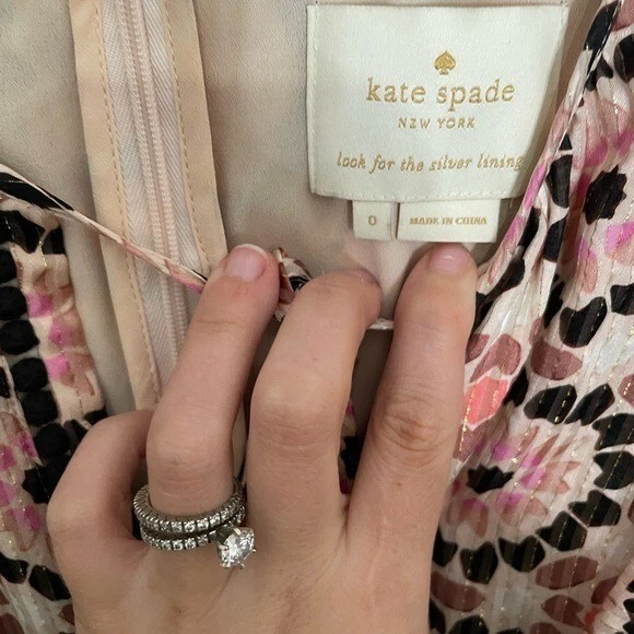 Abito Kate Spade in seta con stampa geometrica 0