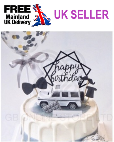 New Happy Birthday Cake Topper Love Acrylic Decoration Gold Silver Black Pink - Picture 41 of 86