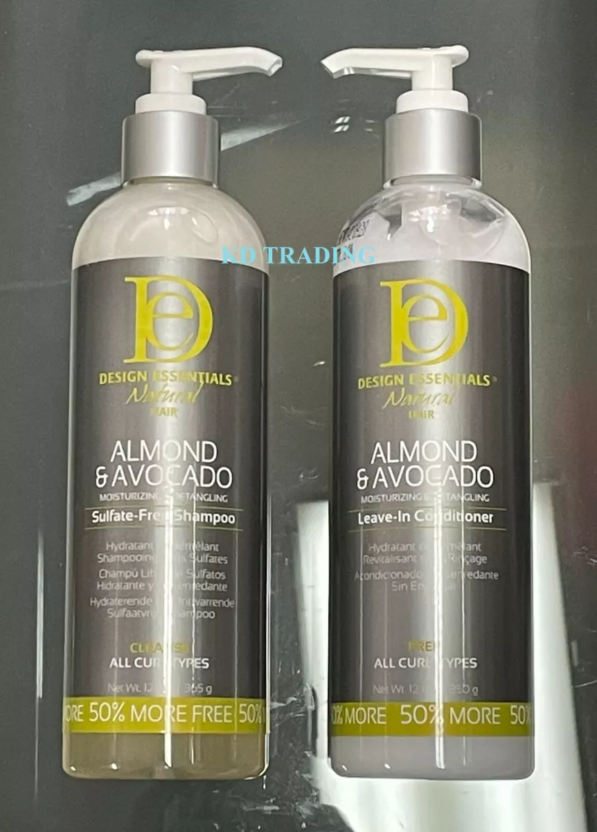 2-Pk DESIGN ESSENTIALS® ALMOND AVOCADO Detangle SHAMPOO + LEAVE-IN  CONDITIONER