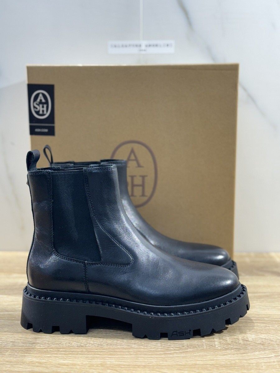 Ash Genesis Stud Combat Boot Woman Black Leather Casual Boot Ash 40