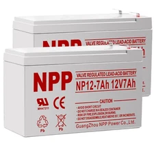 NP12-7Ah (F2, 2Pcs) 12V 7Ah Rechargeable Sealed Lead Acid Battery PS-1270 UB1270