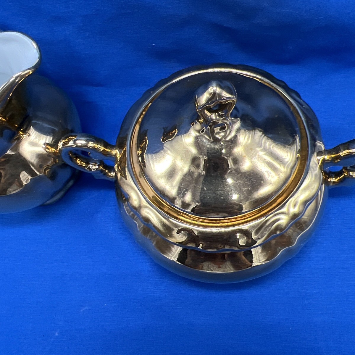 Vintage Mid Century MCM China Gold Creamer & Lidded Sugar Vintage Mid Century MCM China Gold Creamer & Lidded Sugar