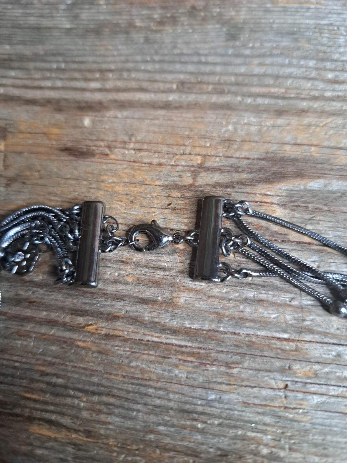 Black Triple Multi Stranded Necklace Cascading Fa… - image 6