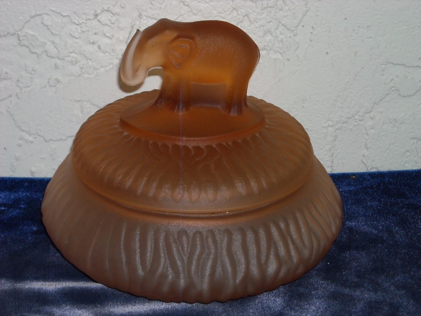 Depression Glass Elephant with Trunk Up Powder Jar Frosted Pink eBay