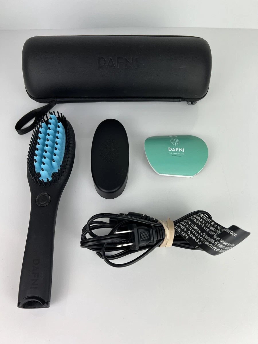 DAFNI Go Blue-Hair Straightening Ceramic Brush W/Thermal Cover & Carrying Case