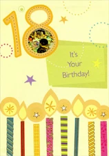 Candles with Sequin Window Designer Greetings Age 18 / 18th Birthday Card