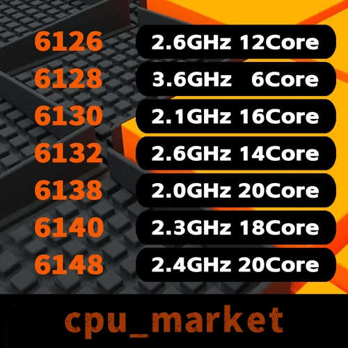Intel Xeon Gold 6126 6128 6130 6132 6138 6140 6148 LGA3647 CPU Processor