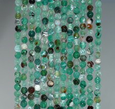 4MM AGATE GEMSTONE LIGHT GREEN FACETED ROUND LOOSE BEADS 15inch