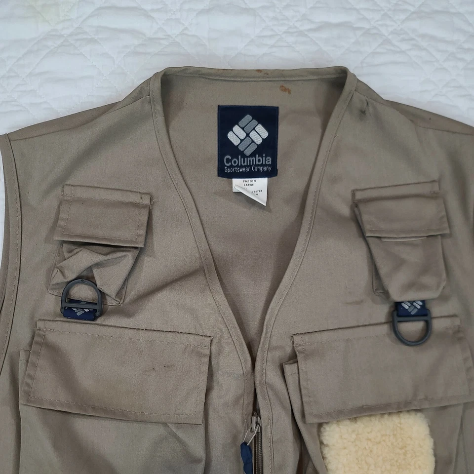 VTG Columbia Hunting Fowl Vest Size L Tan Canvas - Image 4 of 4