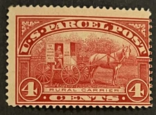 Travelstamps:1912-13 US Stamp Scott # Q4 Rural Carrier Parcel Post 4 cents MNH