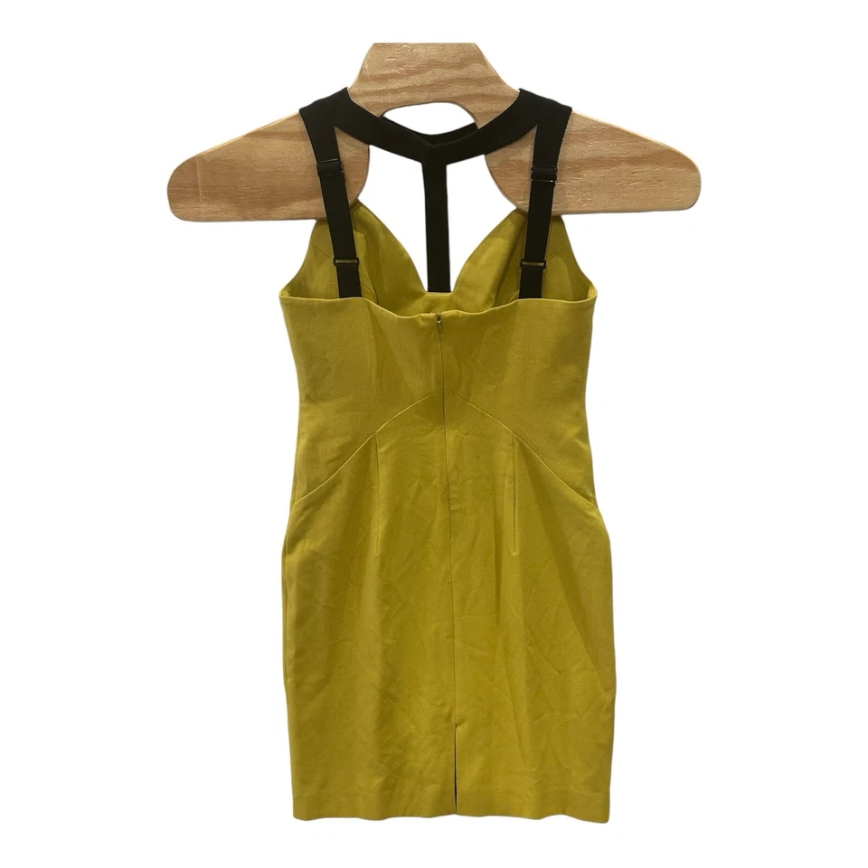 Vestido halter halo negro talla 8 contorno sin mangas funda amarillo mini midi Foto 3 de 4