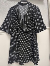 Pretty Little Thing - Black Polka Dot Dress - Size 6