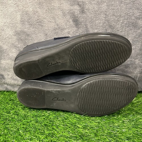 Clarks Everlay Monk Strap Womens 8.5 M Blue Leather Shoes Flats Slip On Casual - Picture 8 of 13