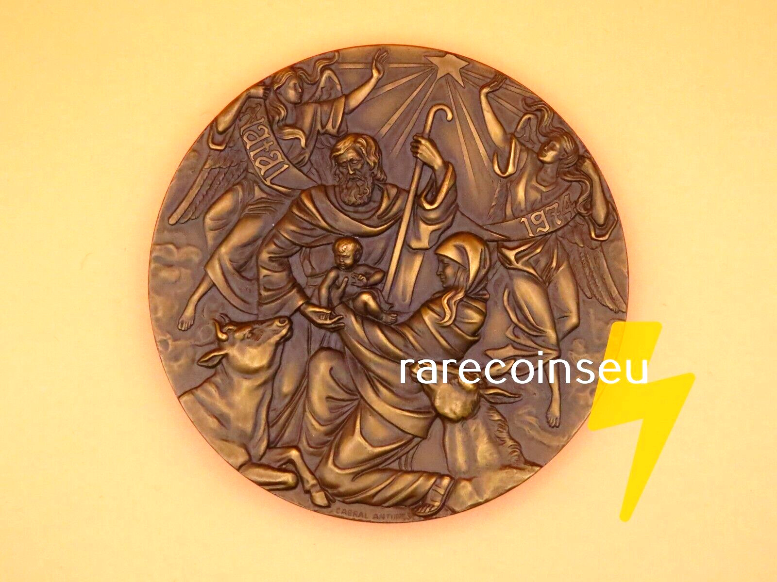 Bronze Medaille Geburt Christi Heilige 3 Könige Ultra High Relief Spanien 1974