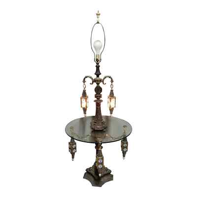Vintage Loevsky & Loevsky Gothic Spanish Moroccan Table Floor Lamp Italian Glass