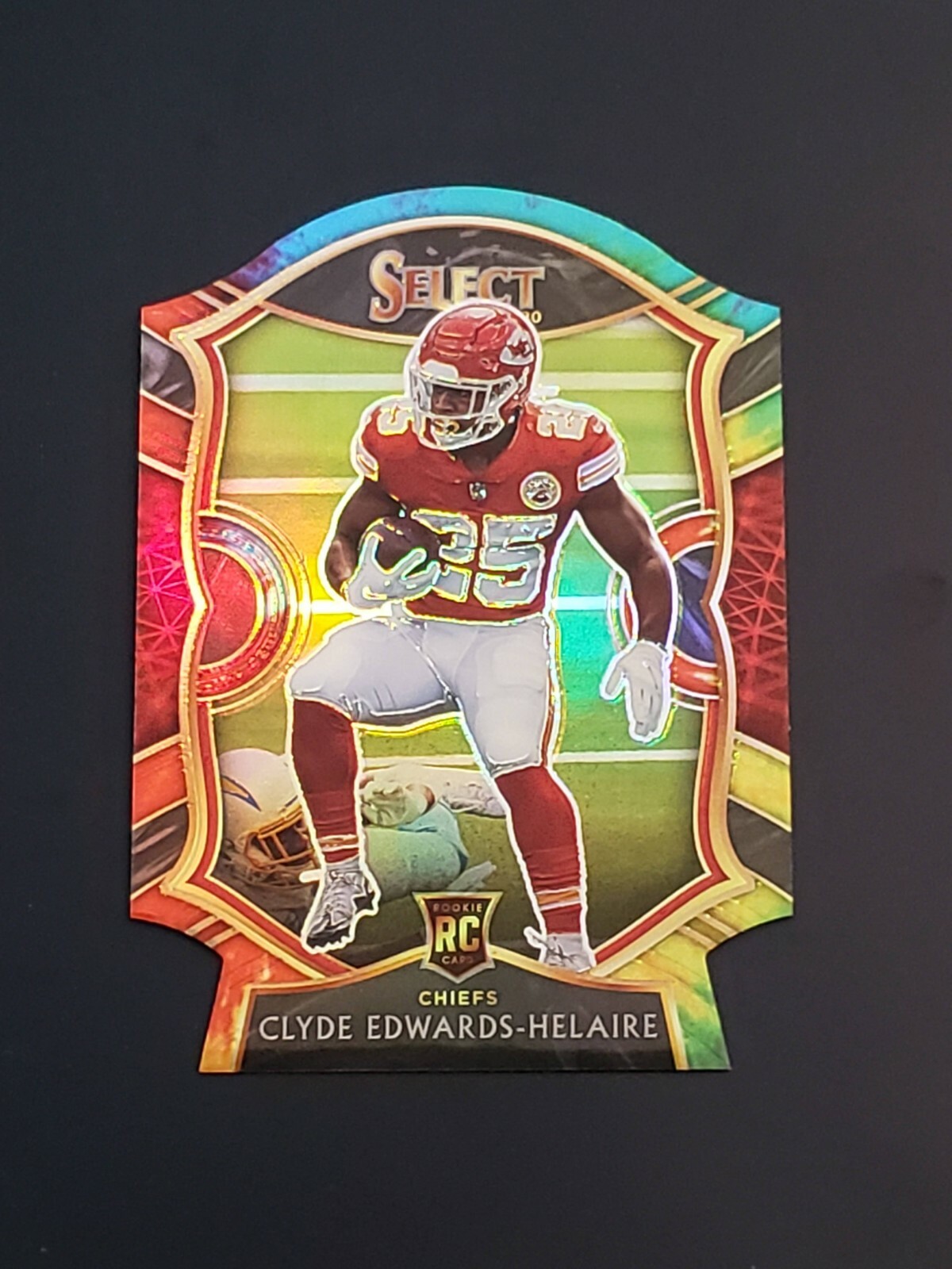 Clyde Edwards-Helaire RC 2020 Select Football #54 TIE-DYE DIE-CUT PRIZM #'d /25