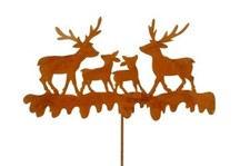 Hirschfamilie zum Stecken Metall Rost