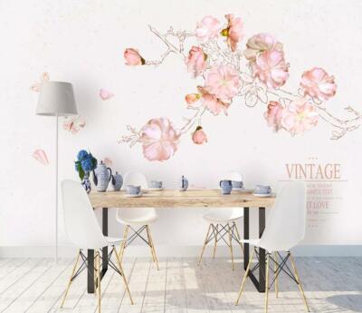 3D Pink Flower Branch 37622NA Wallpaper Wall Murals Removable Wallpaper Fay