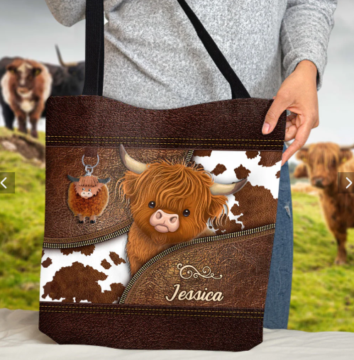 Personalized Cow Tote Bag, Just A Girl Who Loves Highland Cow Handbag