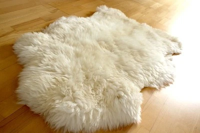 Brand New HUGE Large White Ivory Genuine Merino Sheep skin Fur Rug Carpet