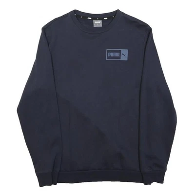 PUMA Sweatshirt Bleu Homme Col Rond Manches S Molleton Coton Mélangé - Photo 1/4