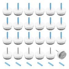 24Pcs Nail-on Felt Furniture Pads Round Furniture Sliders 20mm, White