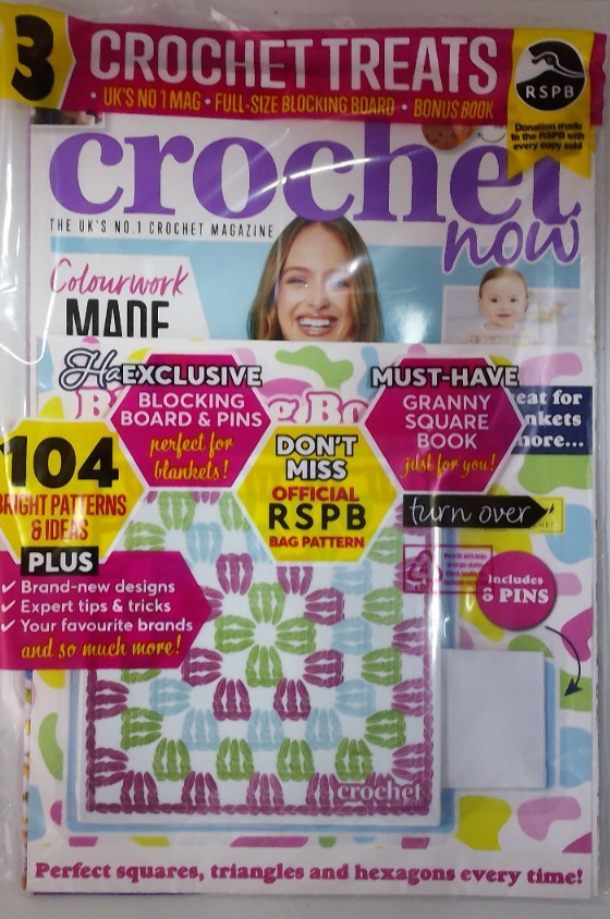 Crochet Now magazine #133 2026 RSPB bag pattern +Full-size blocking board & book