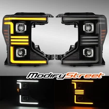 Fit 20-22 Ford Super Duty PRO-Series Projector Halogen Headlights Black