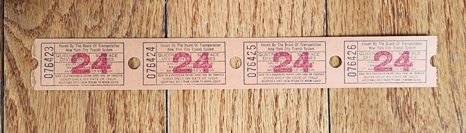 NYCTA NYCTS NYC QUEENS BUS DIVISION SURFACE LINES RAPID TRANSIT SUBWAY TICKET