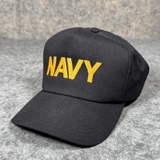 Vintage US Navy Armed Forces Military Snapback Hat Cap Made In USA P Cap Black