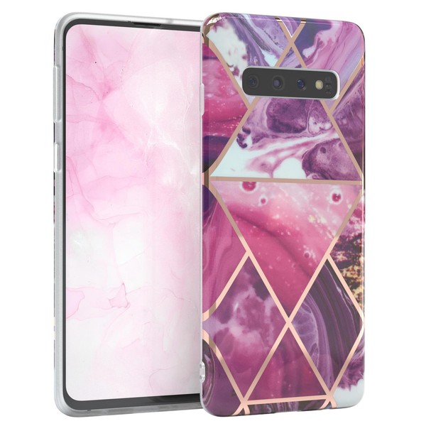 FüR Samsung Galaxy S10 Imd SchutzhüLle Tpu Handy HüLle Back Case Marmor Beere-image
