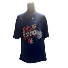 Majestic Chicago Cubs Joe Maddon NL Manager of Year Men's Blue T-Shirt