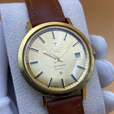 Vintage Tissot Swiss Seastar Gold Dial Jumbo Watch Men's Automatic Cal 2481 ETA