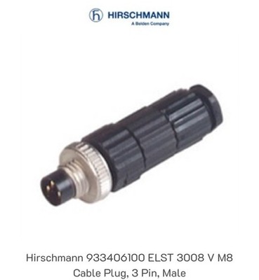 NEW Lot of 10 Hirschmann 933406100 ELST 3008 V M8 Connector Plug 3 Pin Male IP67