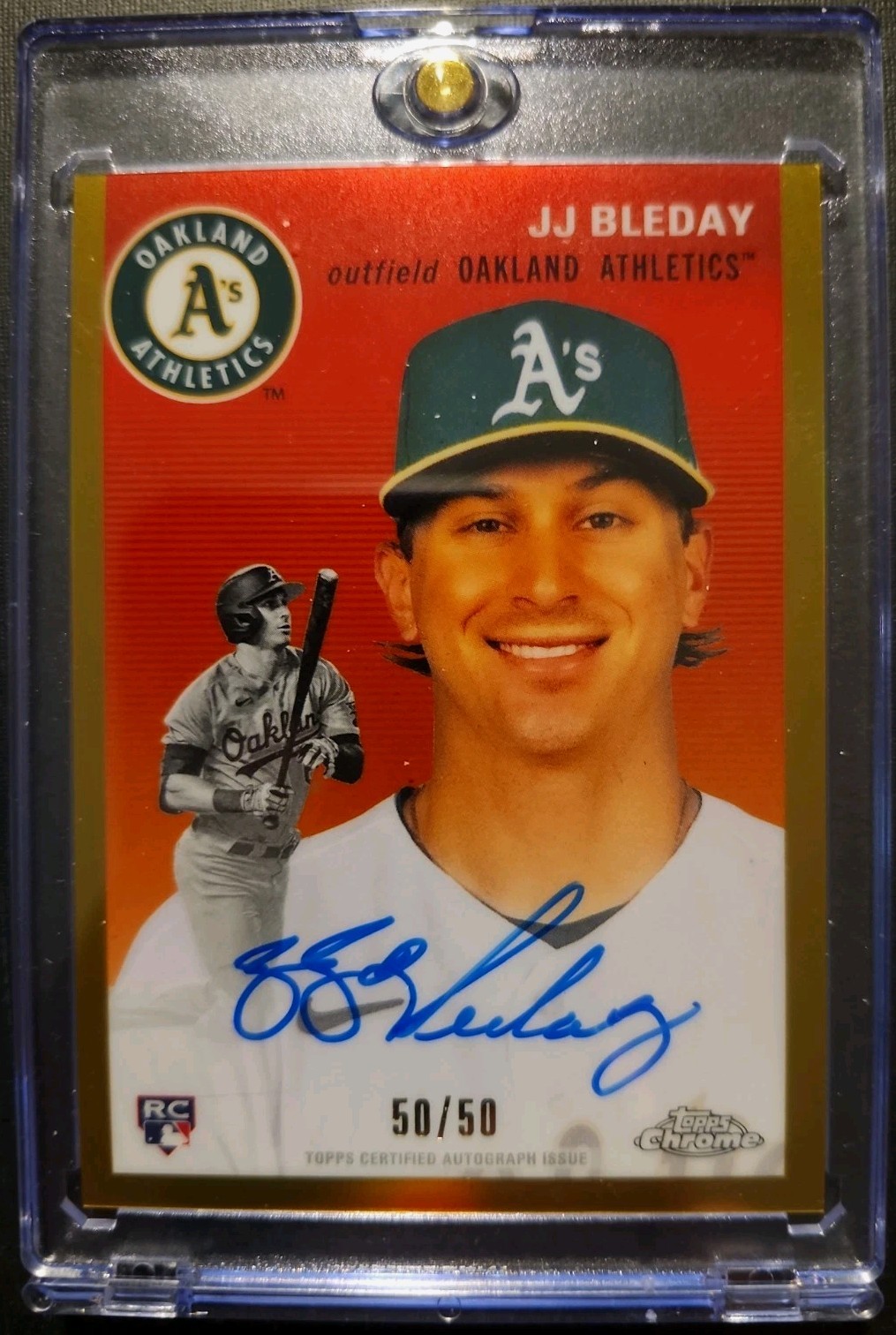 2023 Topps Chrome JJ Bleday Platinum Anniversary True Gold RC Auto 50/50 REDS