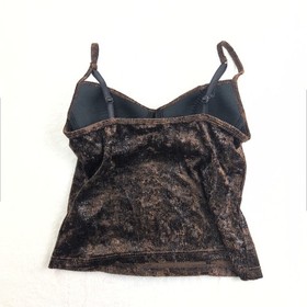 Y2K Chocolate Brown Snake Skin Velvet Burnout Corset Tank Top Women's 34C