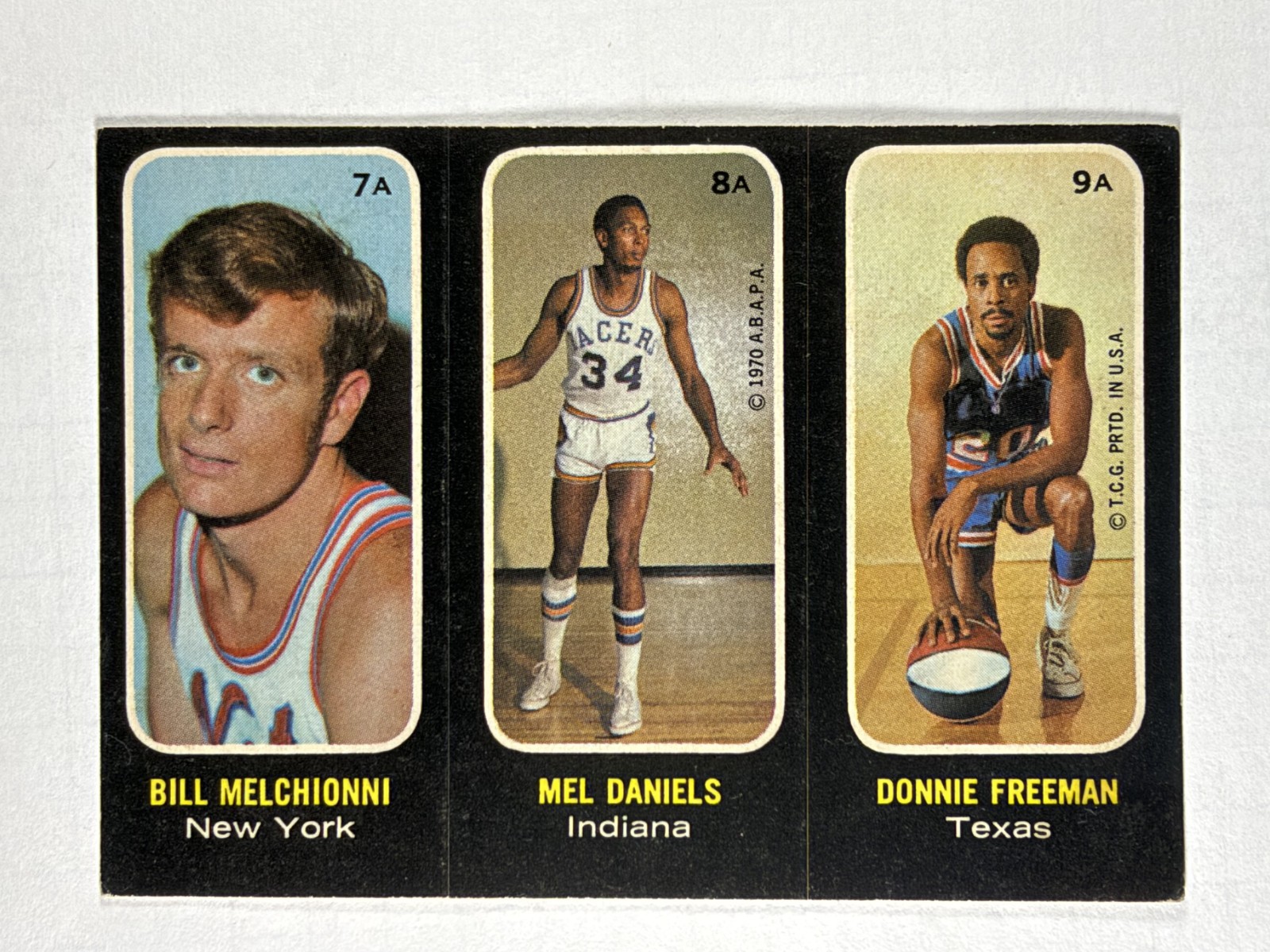 Melchionni 7A, Daniels 8A, Freeman 9A Basketball Cards 1971 Topps Stickers trading card — raw and PSA graded price guide