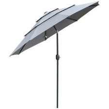 2,6 m Parasol przeciwsłoneczny Parasol tarasowy z 3-stopniowym dachem 8 żeber ciemnoszary