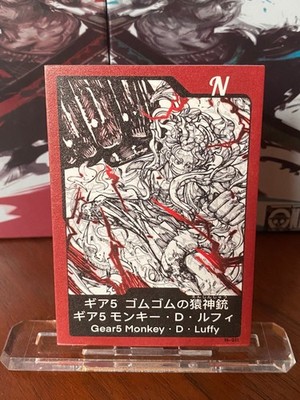 One Piece Anime Collectable Card Hand Painting Sketch Monkey Luffy Gear 5 Red