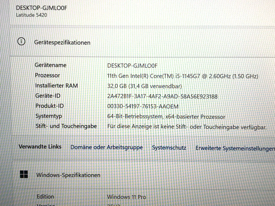 DELL Latitude 5420 Laptop, Intel i5-1145G7, 32GB RAM, 512GB M.2 SSD Win11 Pro #1 - Bild 2 von 4