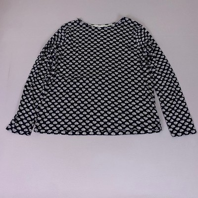 Croft & Barrow The Classic Tee XL Black White Floral Patterned Long Sleeve Top