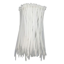 HS Clear Zip Ties 6 Inch Small 100 Pcs 18 LBS Self Locking 100pcs 6", White