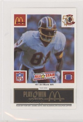 1986 McDonald's Play & Win All-Star Team Black Tab Art Monk HOF 6ns