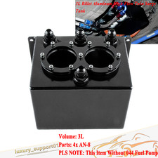 Black Billet High Flow 3l Twin Surge Tank An8 Fit 044 External Fuel Pump New Black Billet High Flow 3l Twin Surge Tank An8 Fit 044 External Fuel Pump New