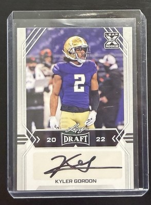 2022 Leaf Draft Kyler Gordon RC Auto Rookie Card #BA-KG1 Chicago Bears