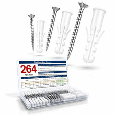 Drywall Anchors and Screws Kit 264PCS Stainless Steel Plastic Wall Mounting Sets