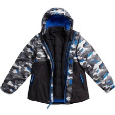 NEW EDDIE BAUER BOYS 3-IN-1 SYSTEM JACKET BLACK GALAXY CAMO BLUE LARGE 14