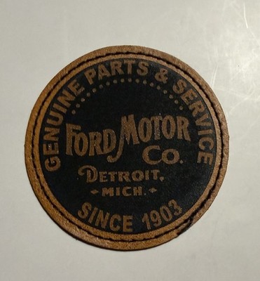 Ford Motor Co Genuine Parts & Service Antique Ad Iron on Leather  Patch 2.5 