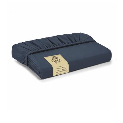 Linen Home Classic 100% Cotton Percale Fitted Sheet Queen Size, 1 Piece, Soft Co